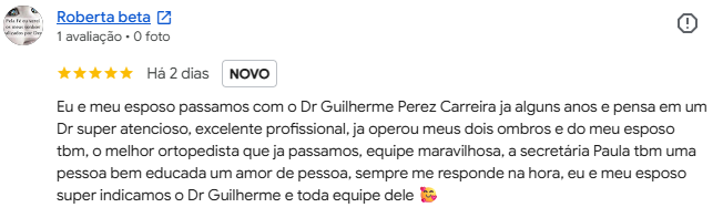 Avaliação 2 - Dr Guilherme Carreira no Google